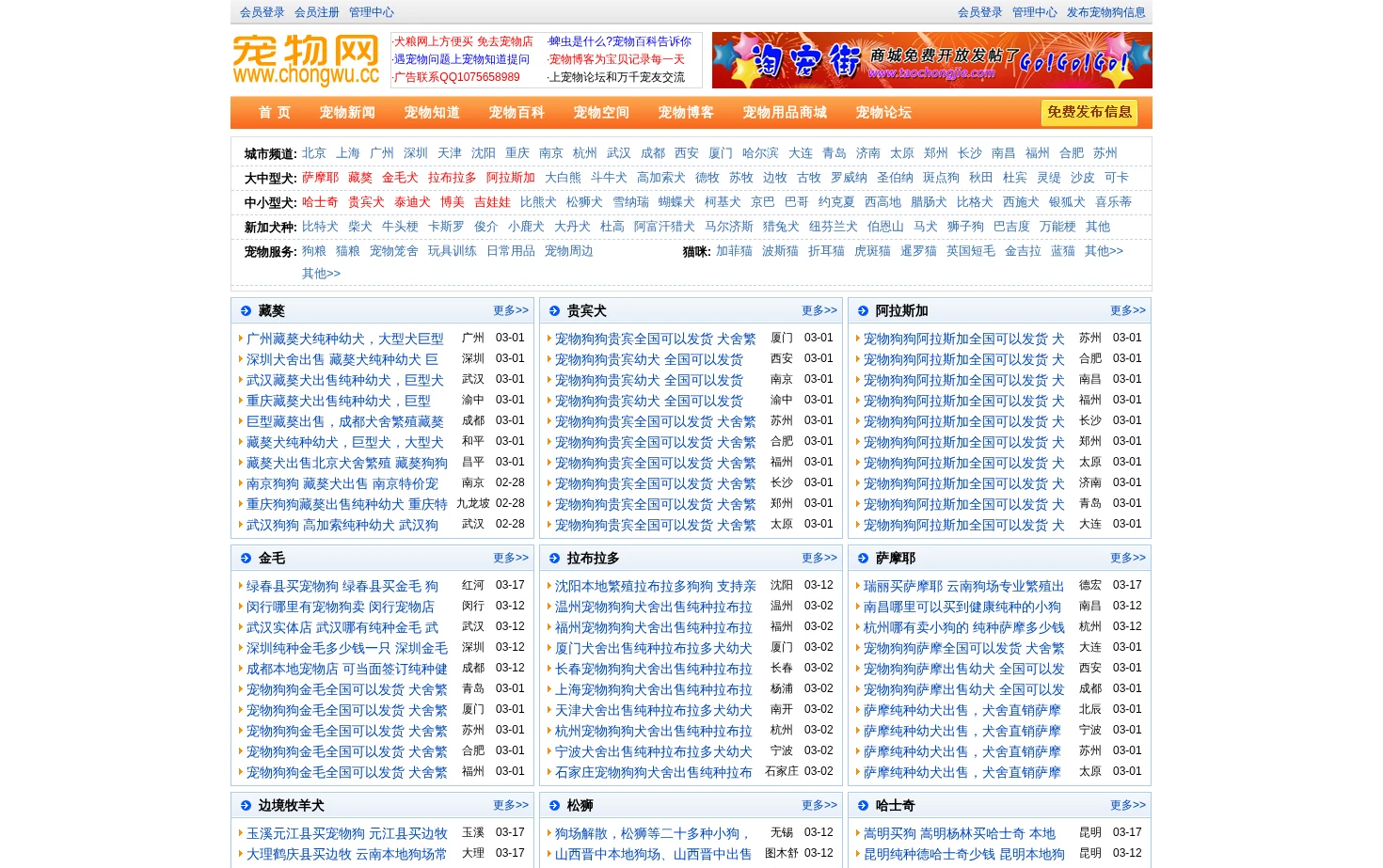 宠物网 页面快照